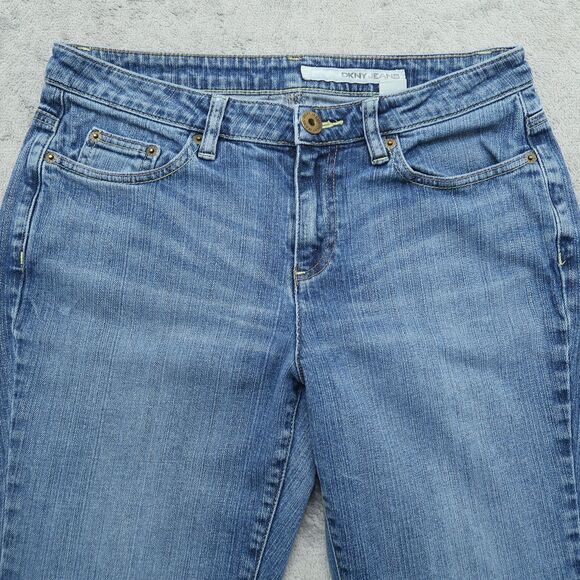 DKNY Jeans Women's 8S Blue Mid-Rise Bootcut Stretch Denim 28" Inseam Timeworn - Picture 14 of 16